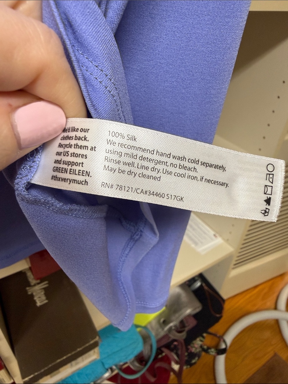 Eileen Fisher periwinkle Sleeveless 100% silk Tank Top - Picture 4 of 4